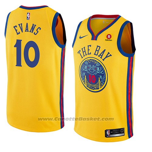 Maglia Golden State Warriors Jacob Evans #10 Citta 2018-19 Giallo